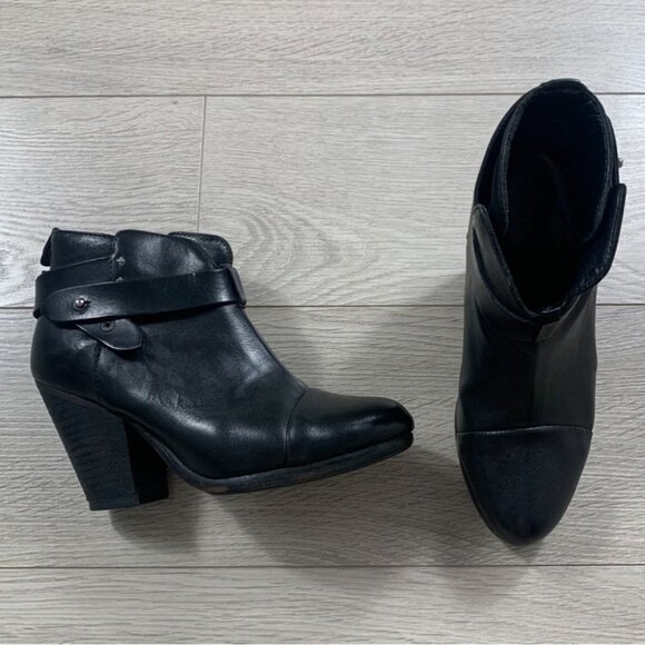 RAG & BONE Harrow Black Leather Ankle Boots - Picture 2 of 13